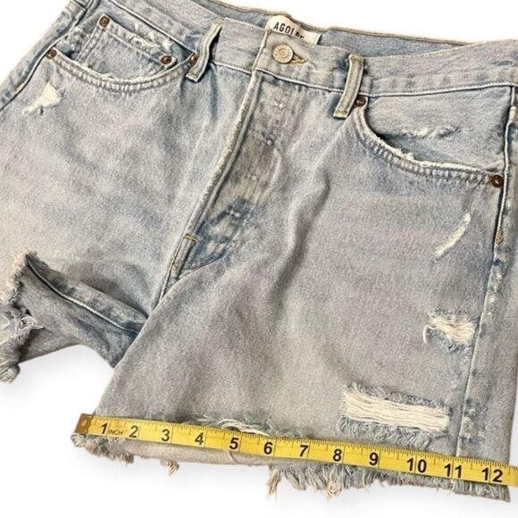 Agolde Parker Long Faded Blue Ripped Denim Shorts 30 - Picture 11 of 11